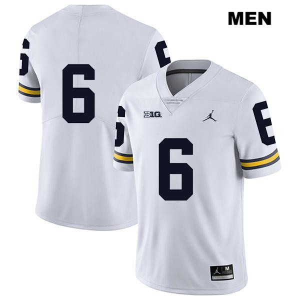 Men's NCAA Michigan Wolverines Michael Sessa #6 No Name White Jordan Brand Authentic Stitched Legend Football College Jersey OV25F03QV